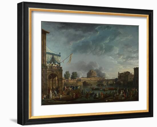 A Sporting Contest on the Tiber at Rome, 1750-Claude Joseph Vernet-Framed Giclee Print