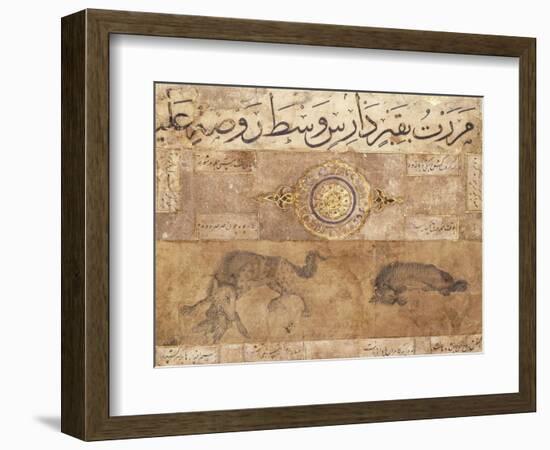 A Spotted Wolf and a Hyena, Late 15th Century (Illuminated Manuscript on Buff Paper)-null-Framed Giclee Print