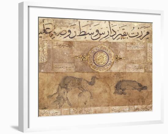 A Spotted Wolf and a Hyena, Late 15th Century (Illuminated Manuscript on Buff Paper)-null-Framed Giclee Print