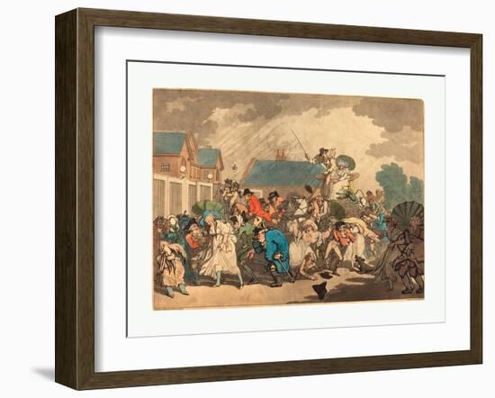 A Squall in Hyde Park, 1791, Hand-Colored Etching and Aquatint, Rosenwald Collection-Thomas Rowlandson-Framed Giclee Print