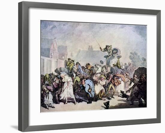 A Squall in Hyde Park, 1791-Thomas Rowlandson-Framed Giclee Print