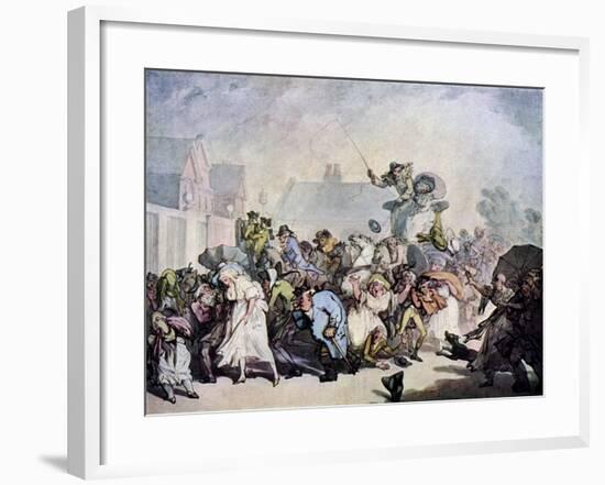 A Squall in Hyde Park, 1791-Thomas Rowlandson-Framed Giclee Print