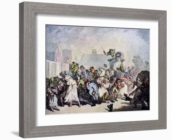 A Squall in Hyde Park, 1791-Thomas Rowlandson-Framed Giclee Print