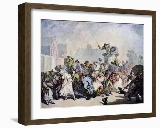 A Squall in Hyde Park, 1791-Thomas Rowlandson-Framed Giclee Print