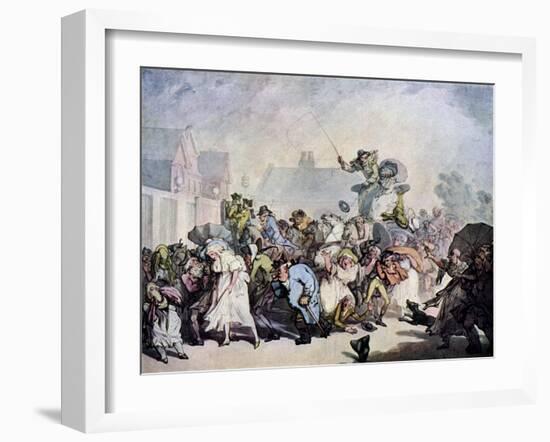 A Squall in Hyde Park, 1791-Thomas Rowlandson-Framed Giclee Print