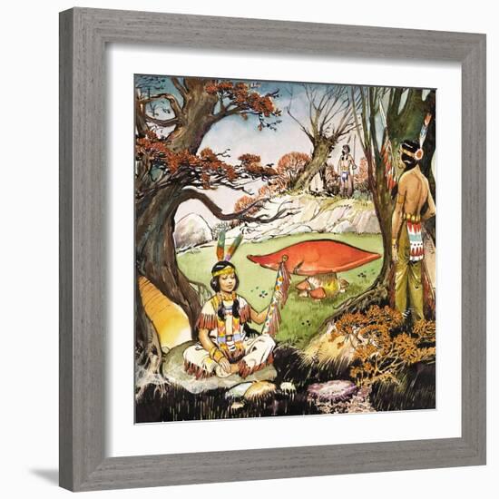 A Squaw and Braves, Illustration from 'Peter Pan' by J.M. Barrie-Nadir Quinto-Framed Giclee Print