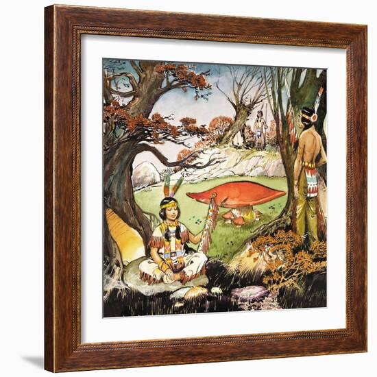 A Squaw and Braves, Illustration from 'Peter Pan' by J.M. Barrie-Nadir Quinto-Framed Giclee Print