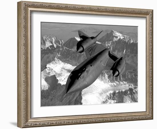 A Sr-71B Blackbird Flying across the Sierra Nevada Mountains-Stocktrek Images-Framed Photographic Print