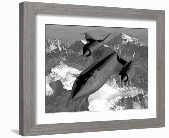 A Sr-71B Blackbird Flying across the Sierra Nevada Mountains-Stocktrek Images-Framed Photographic Print