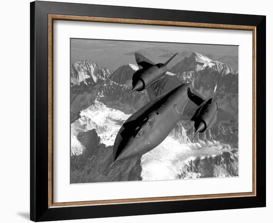 A Sr-71B Blackbird Flying across the Sierra Nevada Mountains-Stocktrek Images-Framed Photographic Print