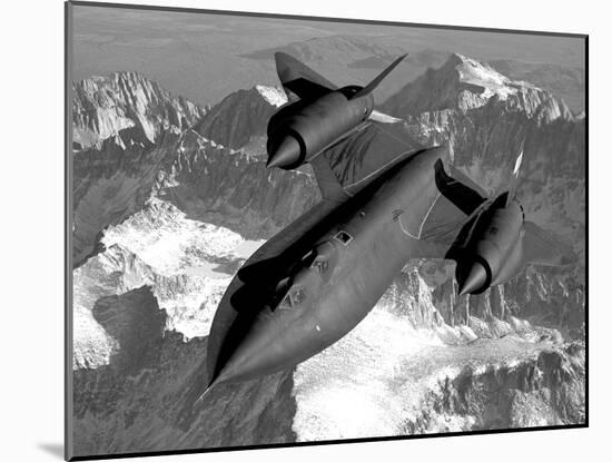 A Sr-71B Blackbird Flying across the Sierra Nevada Mountains-Stocktrek Images-Mounted Photographic Print