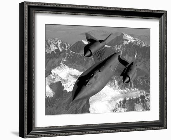 A Sr-71B Blackbird Flying across the Sierra Nevada Mountains-Stocktrek Images-Framed Photographic Print