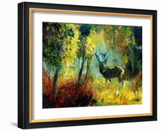 A Stag in the Wood-Pol Ledent-Framed Art Print