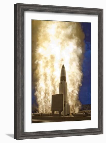 A Standard Missile-3 Is Launched from USS Lake Erie-null-Framed Photographic Print