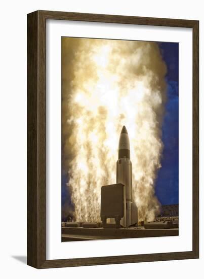 A Standard Missile-3 Is Launched from USS Lake Erie-null-Framed Photographic Print