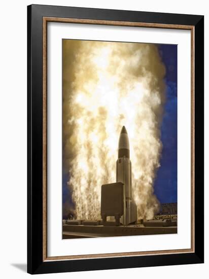 A Standard Missile-3 Is Launched from USS Lake Erie-null-Framed Photographic Print