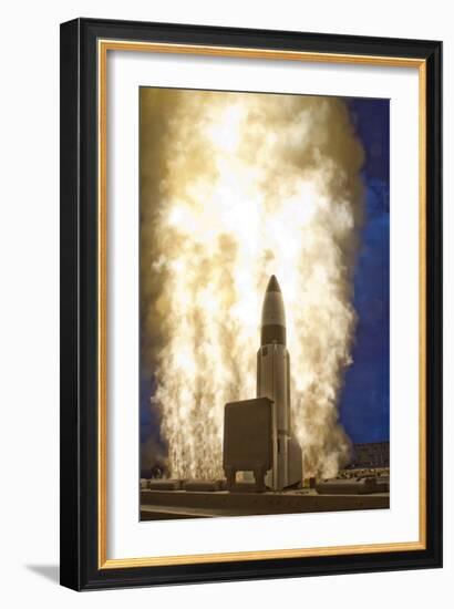 A Standard Missile-3 Is Launched from USS Lake Erie-null-Framed Photographic Print