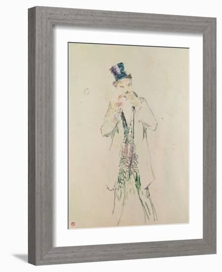 A Standing Gentleman Lighting His Cigar, 1885 (Oil on Wood)-Henri de Toulouse-Lautrec-Framed Giclee Print