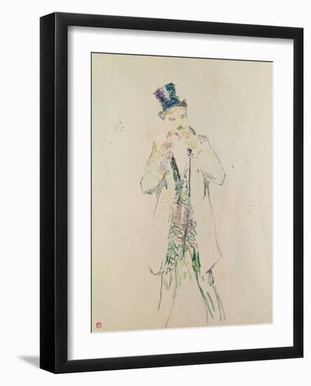 A Standing Gentleman Lighting His Cigar, 1885 (Oil on Wood)-Henri de Toulouse-Lautrec-Framed Giclee Print