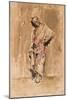 A Standing Moroccan Man, 1877 (W/C & Ink on Paper)-Salvador Sanchez Barbudo-Mounted Giclee Print