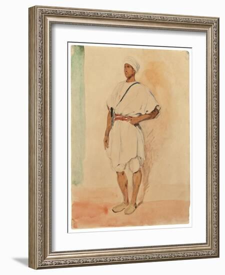 A Standing Moroccan (Pencil & W/C on Paper)-Ferdinand Victor Eugene Delacroix-Framed Giclee Print
