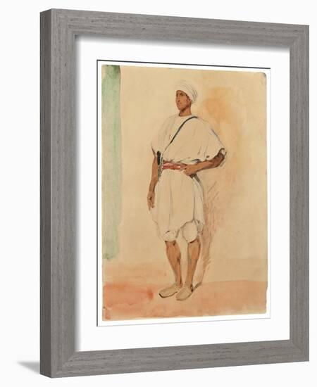 A Standing Moroccan (Pencil & W/C on Paper)-Ferdinand Victor Eugene Delacroix-Framed Giclee Print