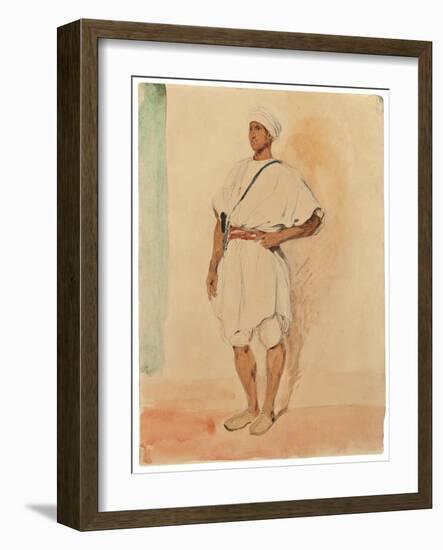 A Standing Moroccan (Pencil & W/C on Paper)-Ferdinand Victor Eugene Delacroix-Framed Giclee Print