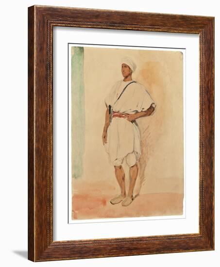 A Standing Moroccan (Pencil & W/C on Paper)-Ferdinand Victor Eugene Delacroix-Framed Giclee Print