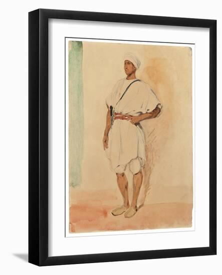 A Standing Moroccan (Pencil & W/C on Paper)-Ferdinand Victor Eugene Delacroix-Framed Giclee Print