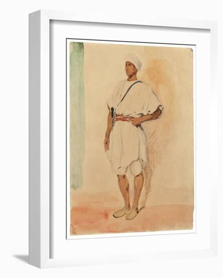 A Standing Moroccan (Pencil & W/C on Paper)-Ferdinand Victor Eugene Delacroix-Framed Giclee Print