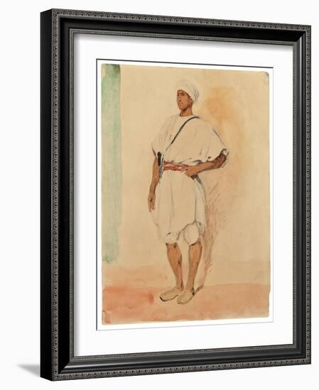 A Standing Moroccan (Pencil & W/C on Paper)-Ferdinand Victor Eugene Delacroix-Framed Giclee Print