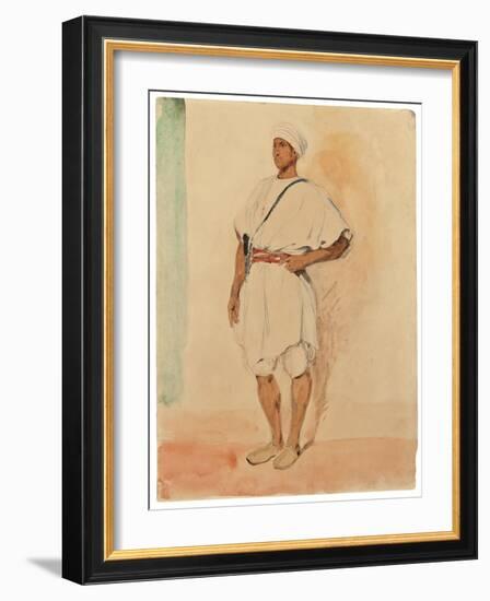 A Standing Moroccan (Pencil & W/C on Paper)-Ferdinand Victor Eugene Delacroix-Framed Giclee Print