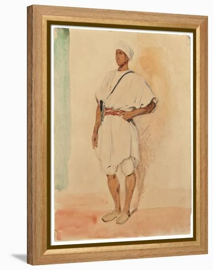 A Standing Moroccan (Pencil & W/C on Paper)-Ferdinand Victor Eugene Delacroix-Framed Premier Image Canvas