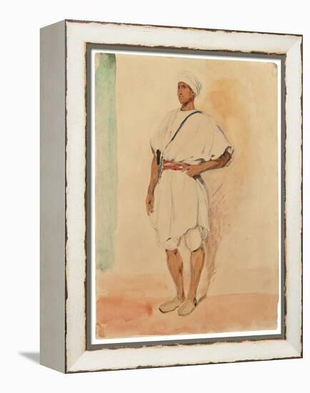 A Standing Moroccan (Pencil & W/C on Paper)-Ferdinand Victor Eugene Delacroix-Framed Premier Image Canvas