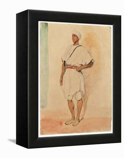 A Standing Moroccan (Pencil & W/C on Paper)-Ferdinand Victor Eugene Delacroix-Framed Premier Image Canvas