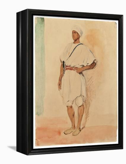 A Standing Moroccan (Pencil & W/C on Paper)-Ferdinand Victor Eugene Delacroix-Framed Premier Image Canvas