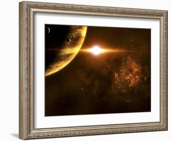 A Star Going Critical Illuminates a Nearby Planet and Nebula-Stocktrek Images-Framed Photographic Print