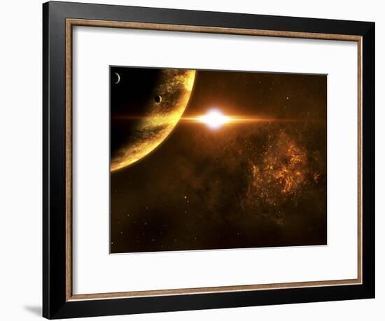 A Star Going Critical Illuminates a Nearby Planet and Nebula-Stocktrek Images-Framed Photographic Print