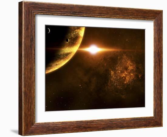 A Star Going Critical Illuminates a Nearby Planet and Nebula-Stocktrek Images-Framed Photographic Print