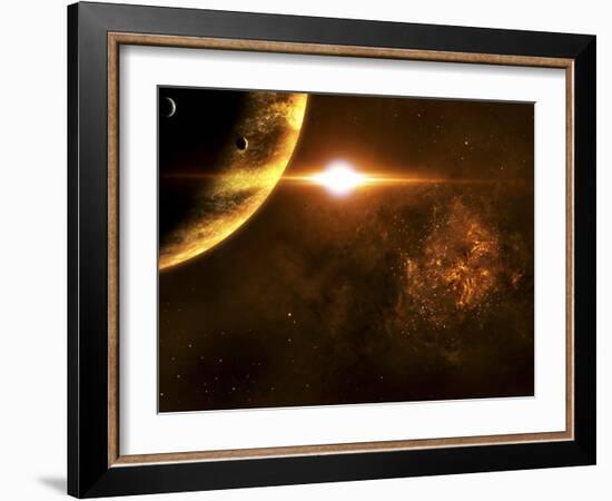 A Star Going Critical Illuminates a Nearby Planet and Nebula-Stocktrek Images-Framed Photographic Print