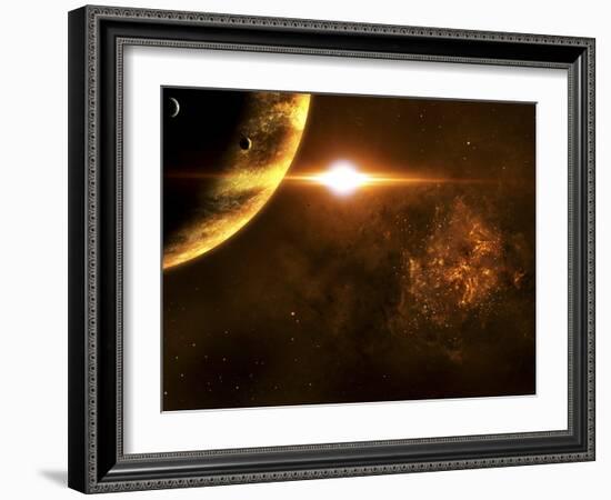 A Star Going Critical Illuminates a Nearby Planet and Nebula-Stocktrek Images-Framed Photographic Print