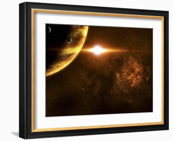 A Star Going Critical Illuminates a Nearby Planet and Nebula-Stocktrek Images-Framed Photographic Print