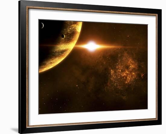 A Star Going Critical Illuminates a Nearby Planet and Nebula-Stocktrek Images-Framed Photographic Print