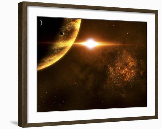A Star Going Critical Illuminates a Nearby Planet and Nebula-Stocktrek Images-Framed Photographic Print