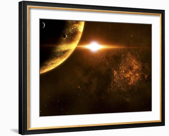 A Star Going Critical Illuminates a Nearby Planet and Nebula-Stocktrek Images-Framed Photographic Print