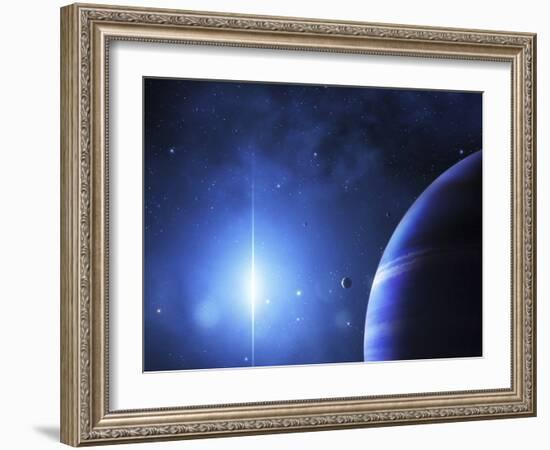 A Star Provides a Cool Glow on a Nearby Gas Giant-Stocktrek Images-Framed Photographic Print