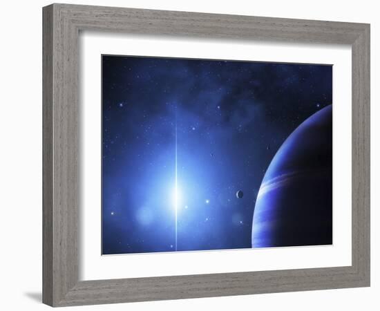 A Star Provides a Cool Glow on a Nearby Gas Giant-Stocktrek Images-Framed Photographic Print