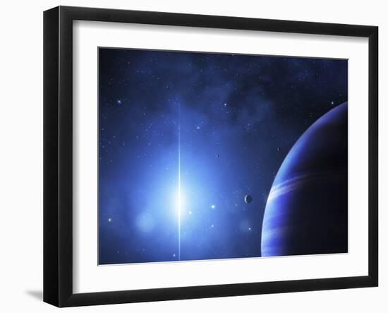 A Star Provides a Cool Glow on a Nearby Gas Giant-Stocktrek Images-Framed Photographic Print