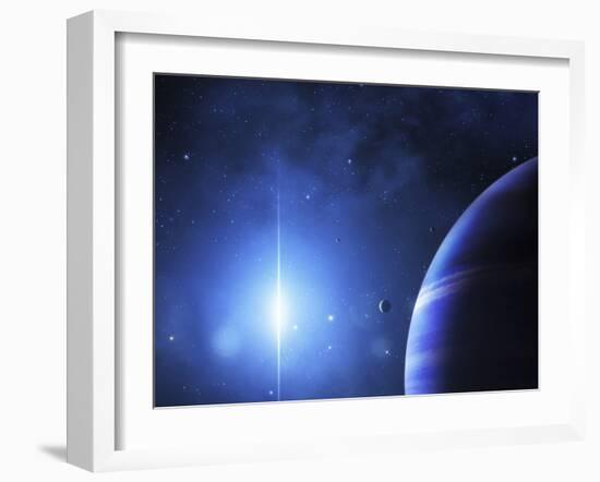 A Star Provides a Cool Glow on a Nearby Gas Giant-Stocktrek Images-Framed Photographic Print