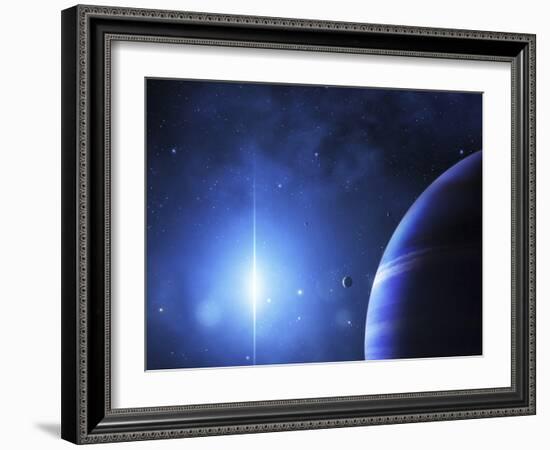 A Star Provides a Cool Glow on a Nearby Gas Giant-Stocktrek Images-Framed Photographic Print